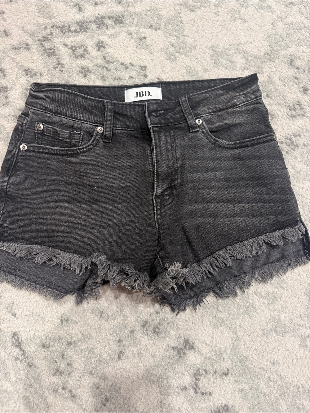 Black Frayed Hem Denim Shorts